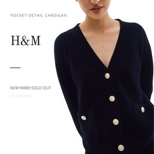 NEW SOLD OUT H&M Black & Gold Button Pocket-Detail Cardigan